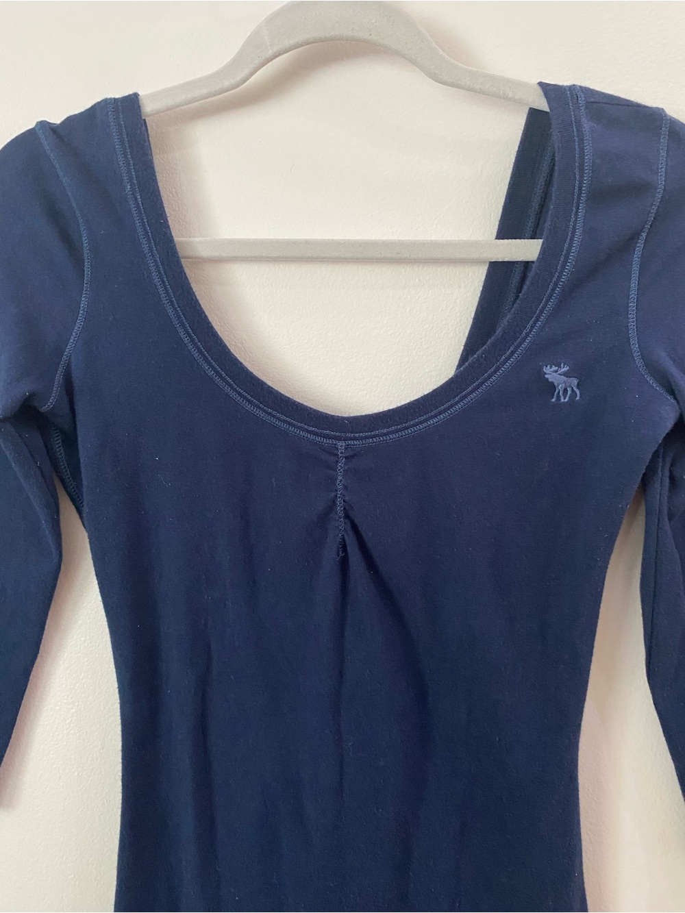 Abercrombie & Fitch Dark Navy Scoop Neck Long Sleeve Top